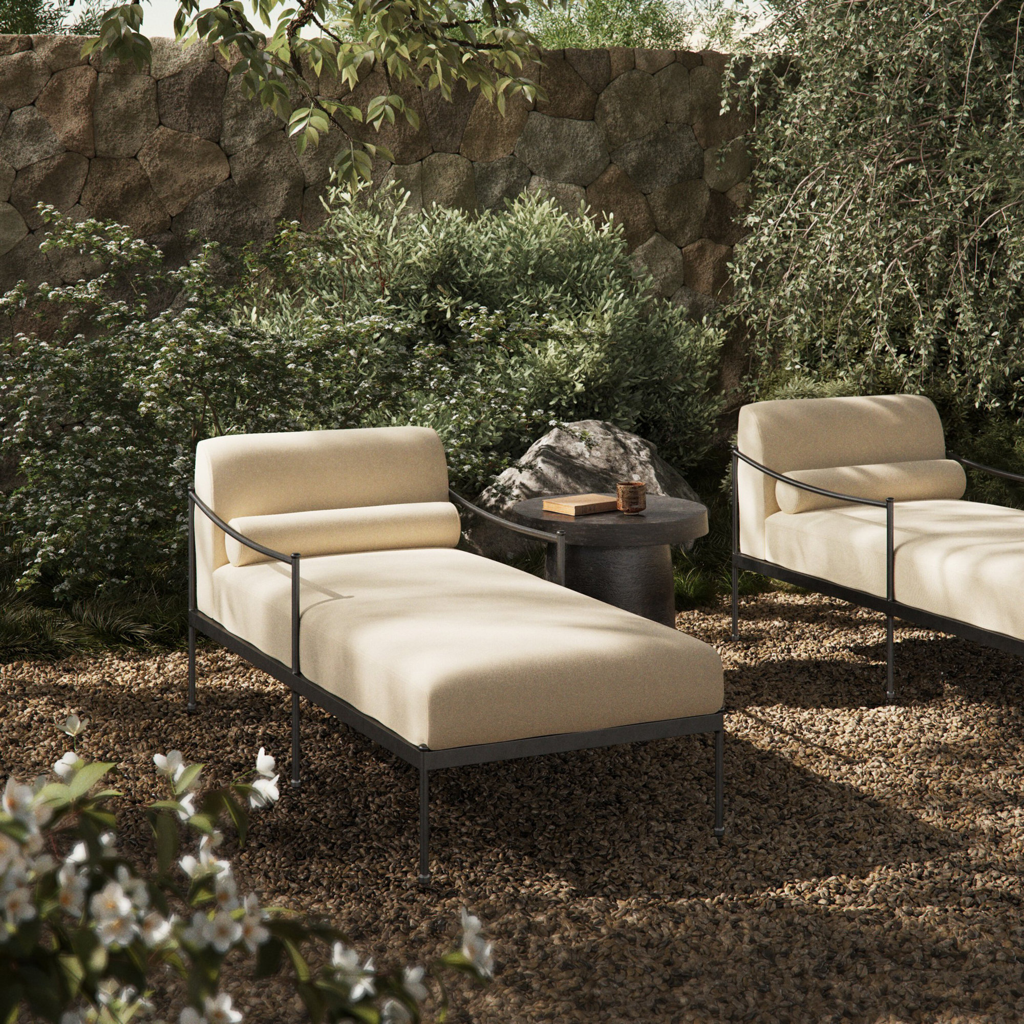 Granger Outdoor Chaise, Bombay Flax