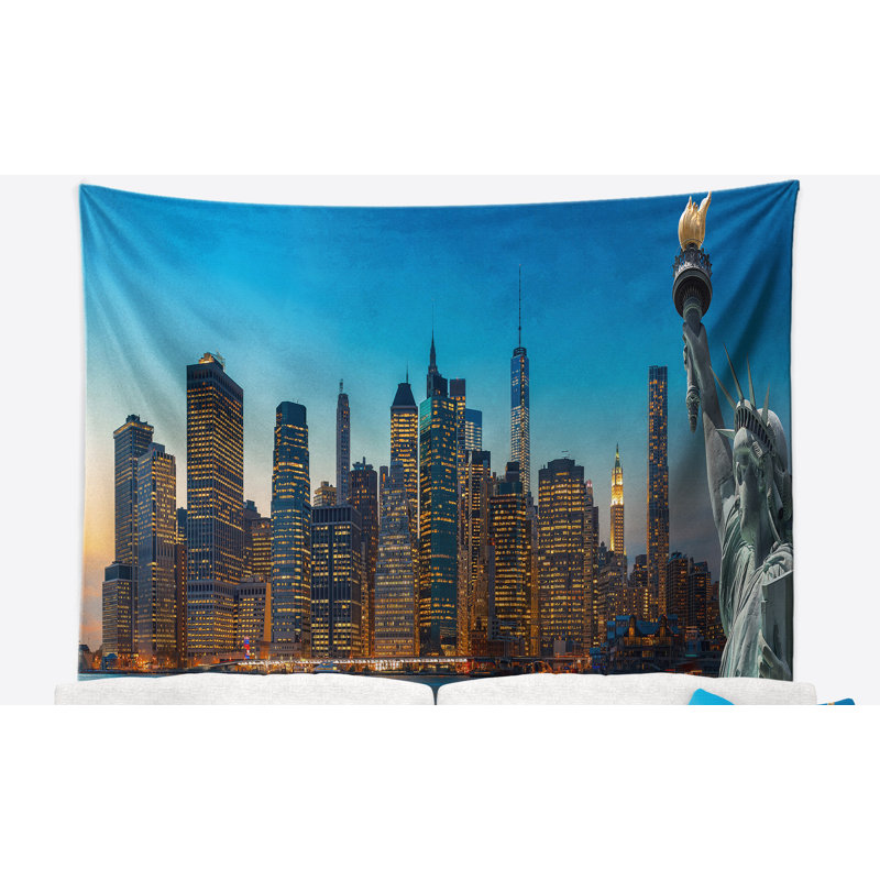 Tapisserie panorama en polyester de new york city avec accessoires suspendus inclus, H 32 po x l 39 po