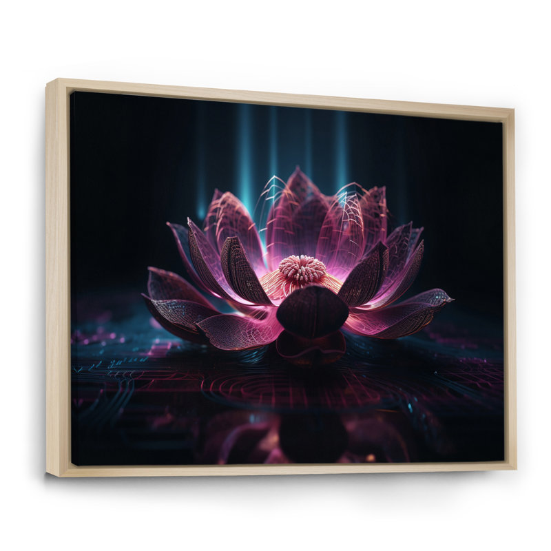 «Urban Blossoming Pink Lotus I» sur toile, H 30 po x l 40 po x P 1,5 po, Cadre flottant brun