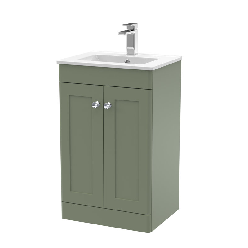 Classique 500mm Single Bathroom Vanity with Drop In Vitreous China Basin, Satin Green