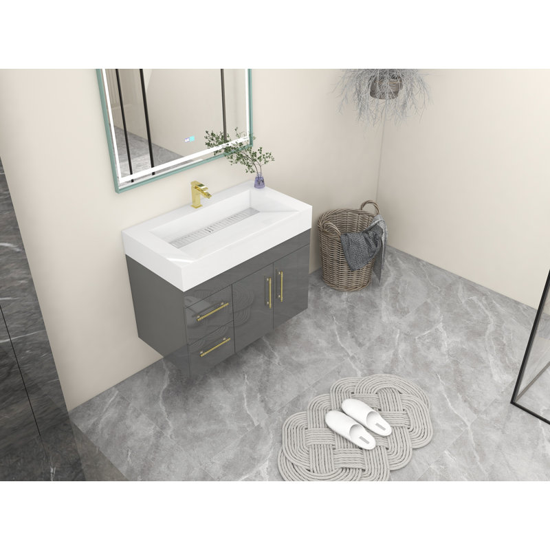 Base de meuble-lavabo simple 36 po seulement, Gris ultrabrillant