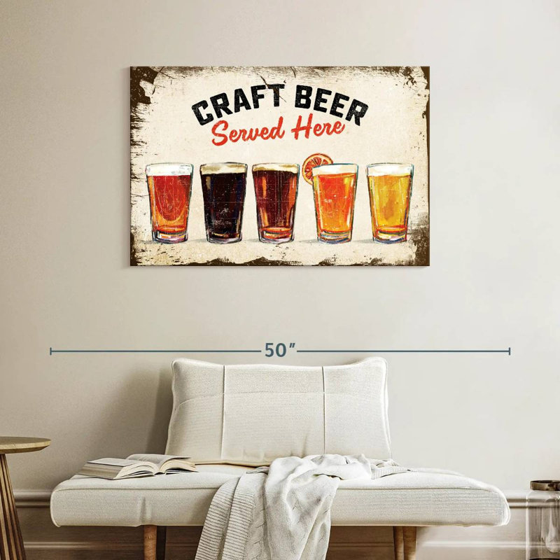 Plaque murale rétro «Craft Beer», H 26 po x l 39 po