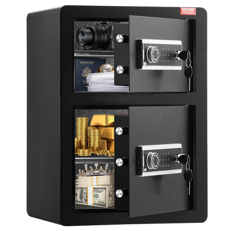 Black Alloy Steel Double Door Safe Box with Key Lock and Password