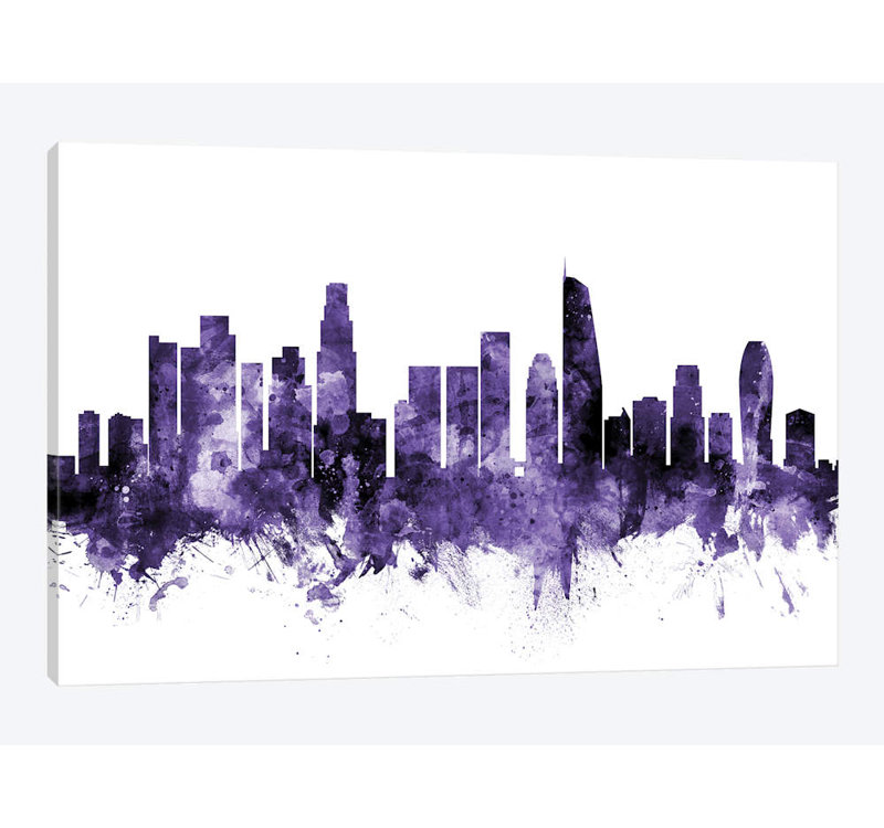 «Los Angeles, California Skyline II» par Michael Tompsett, impression sur toile tendue, 18 po x 26 po x 1,5 po, Toile tendue