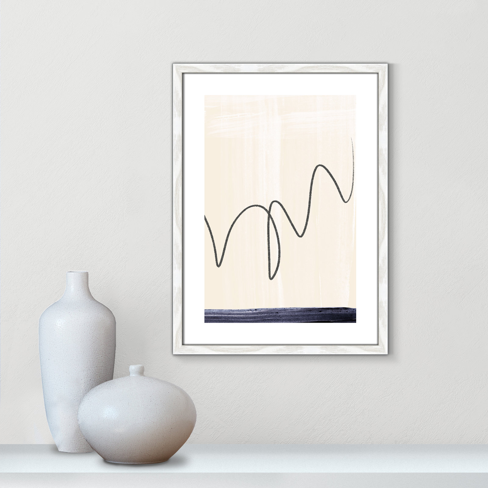 Tigerlily "Departured II" Painting, 23" H x 17" W x 0.75" D, White Framed Paper