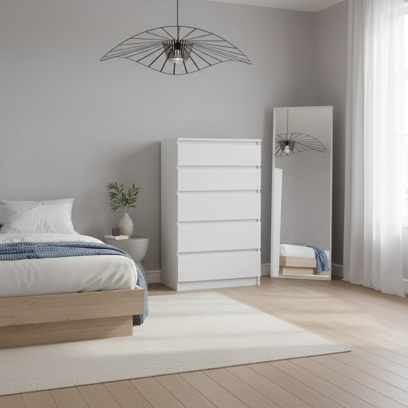 Helen 70 cm W Chest of 5 Drawers, White