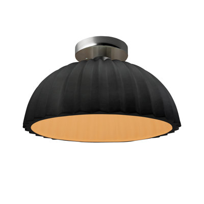 Radiance - Dôme plissé semi-encastré - Noir mat carbone avec intérieur champagne doré - Nickel brossé - DEL dédiée