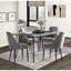 Table de salle à manger élégante en bois gris, pieds en métal noir, 6 tables et cadres en bois de style moderne, 36 po x 60 po x H 30,5 po