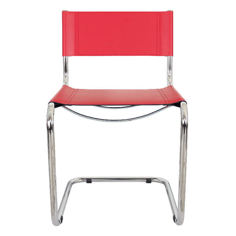 Mart Stam Cantilever Side Chair w/ Chrome-Plated Steel Frame (Various Bonded Leather Colors), Red
