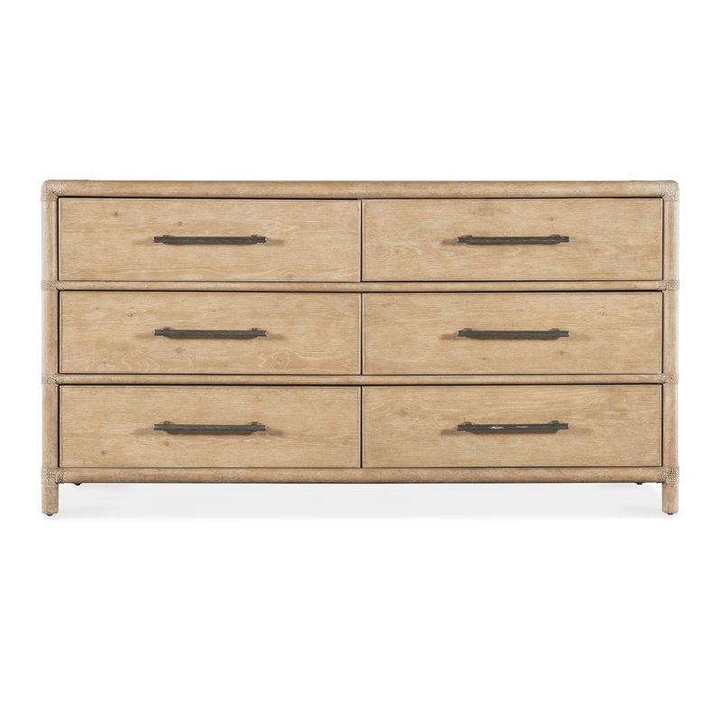 Caicedo Retreat Pole Rattan Dresser, Light Wood/Dune