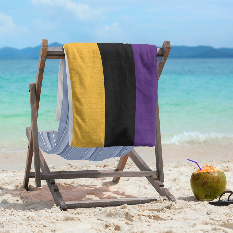 Cotton Blend Lightweight Beach Towel, Gold/Black/Purple