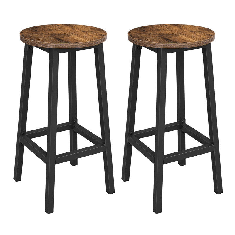 Bar Stool with Metal Frame and Footrest, Brown