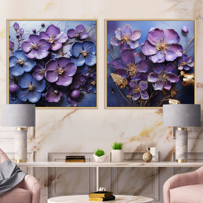 Royal Elegance - Ensemble de 2 collages carrés violets
