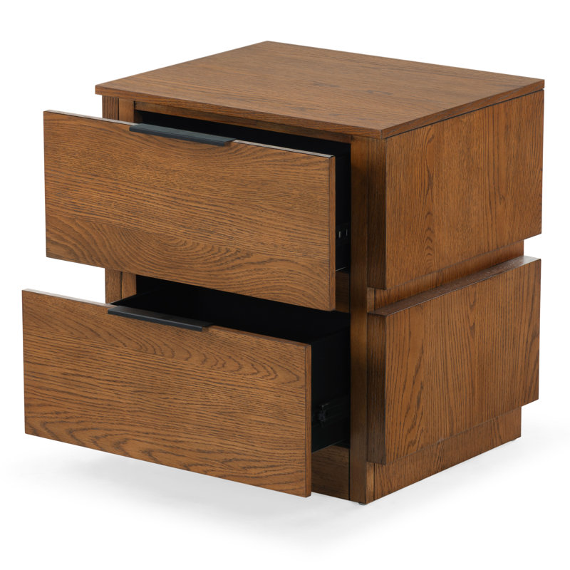Titus 2 Drawer Nightstand, Medium Oak