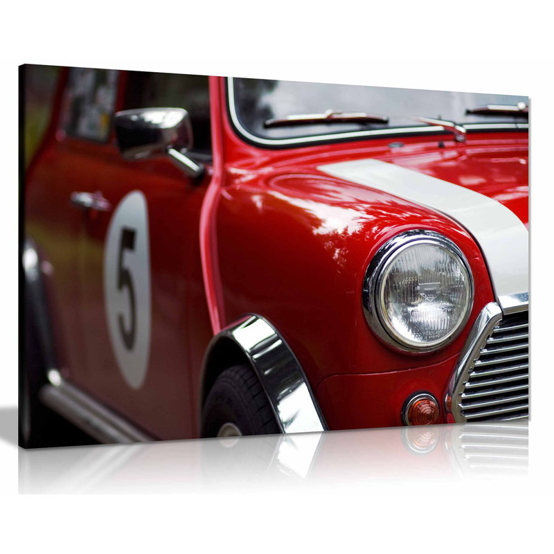 Red Classic Mini Cooper - Wrapped Canvas Print, 20cm H x 31cm W