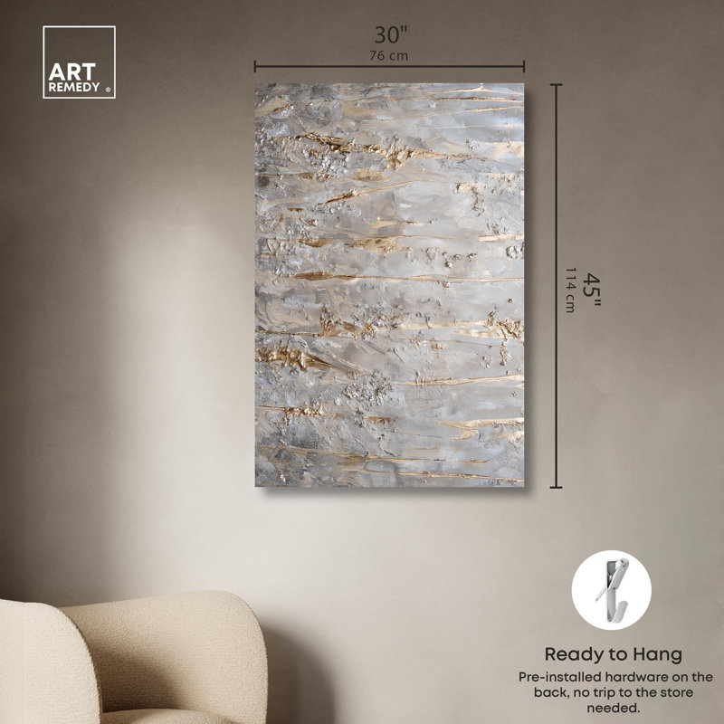 «Harvest Gleam 2», toile élégante abstraite dorée par Art Remedy, Toile tendue, H 45 po x l 30 po