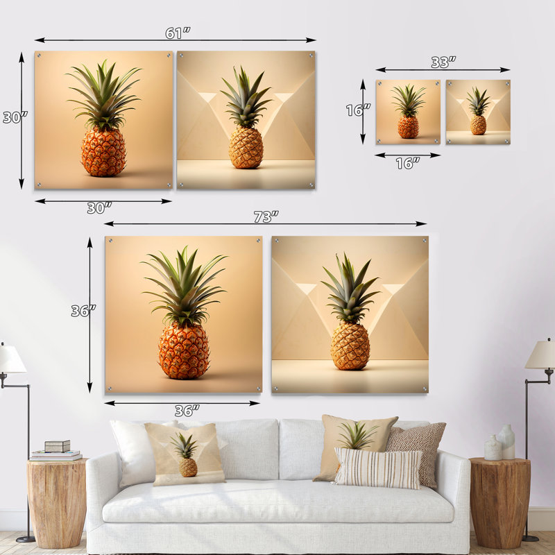 «Sweet Pineapple Fantasy», ensemble de 2 verres muraux en acrylique, H 16 po x l 33 po