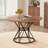A Circular Dining Table With A Diameter Of 47.3 Inches, Featuring 4 Walnut Wood Grain MDF Tabletops, Black Hourglass Shaped Metal Brackets, And A Modern Industrial Style Dining Table For 4-6 People.-1751894506