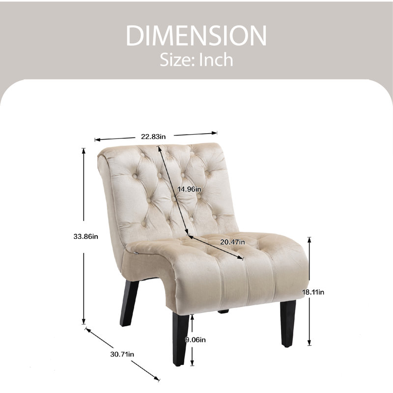 Guendalina Velvet Accent Chair, Beige Velvet