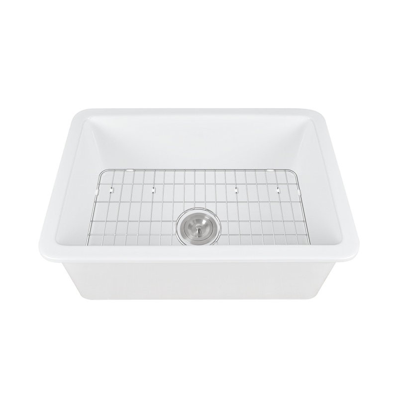 Évier de cuisine rectangulaire en argile réfractaire L 27 po x l 19 po avec crépine et grille d'évier