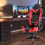 JL Comfurni Adjustable Reclining Ergonomic Faux Leather Swiveling PC & Racing Game Chair with Footrest-59230201