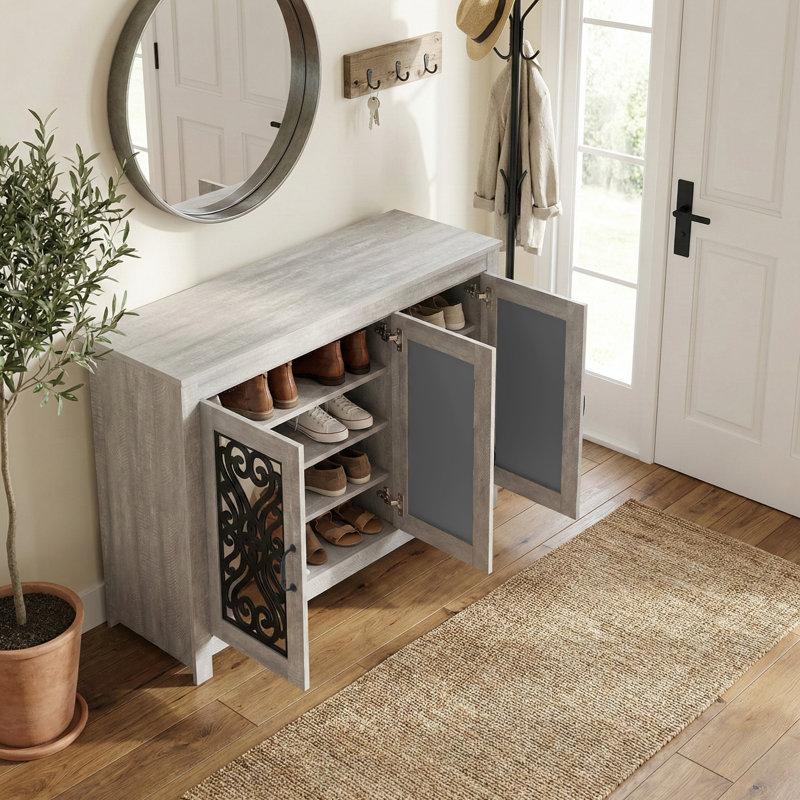 Ariba 16 Pair Shoe Storage Cabinet, Dusty Gray