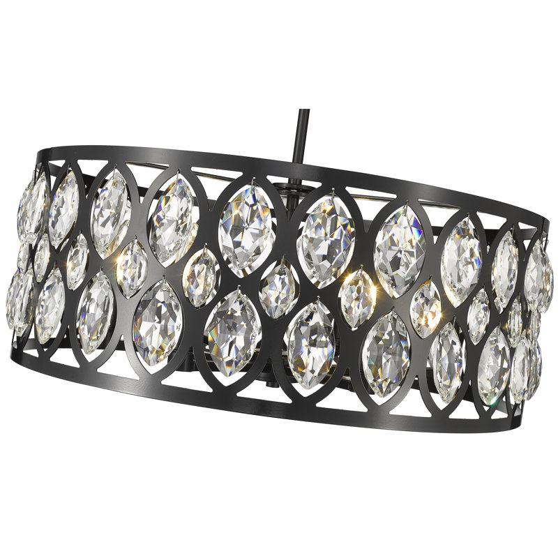 Delphina 6 - Light Dimmable Drum Chandelier, 8.75" H x 23.5" W x 23.5" D, Matte Black