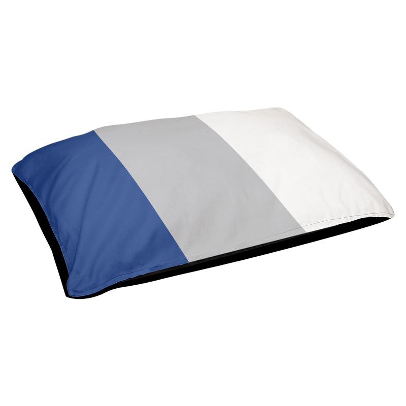Oreiller rectangulaire Bousson, Grand (L 40 po x l 50 po), Bleu royal / gris / blanc