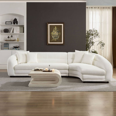 125" Upholstered Curved L-Shaped Sectional With Comfort Pillows