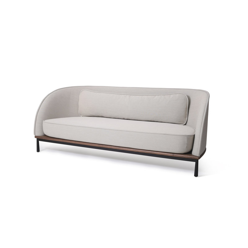 Arc Sofa Three Seater, White, Natural Walnut
