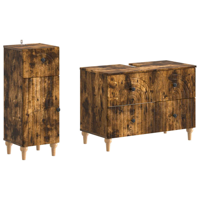 Bathroom Storage Furniture Set, Smoked Oak