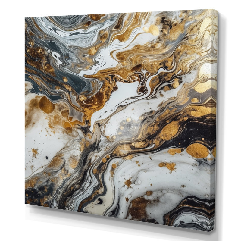 Malbon, œuvre d'art avec tourbillons de marbre III sur toile, H 16 po x l 16 po x P 1 po, Toile tendue