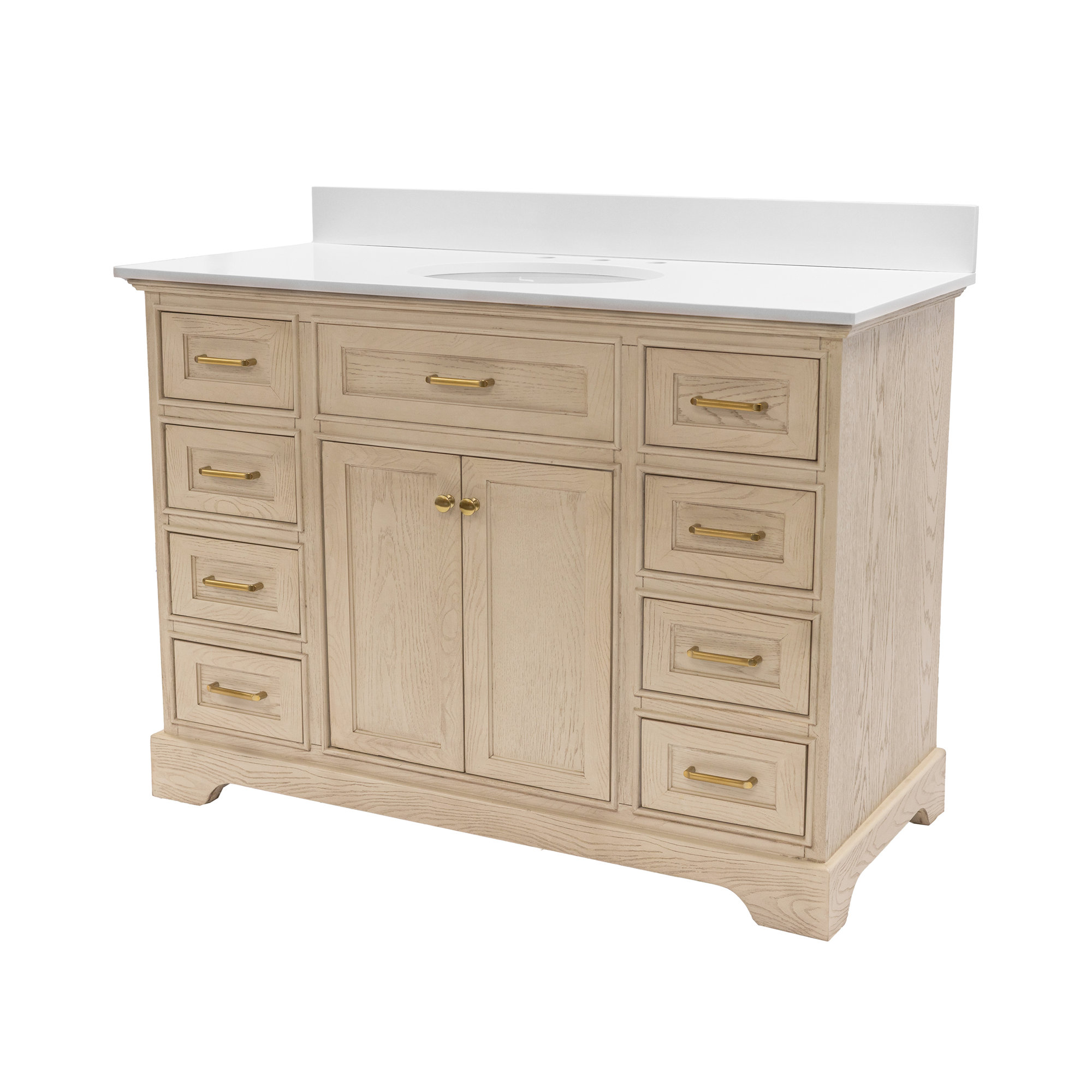 Ronnie 48'' Single Bathroom Vanity, Engineered White, Greige Oak