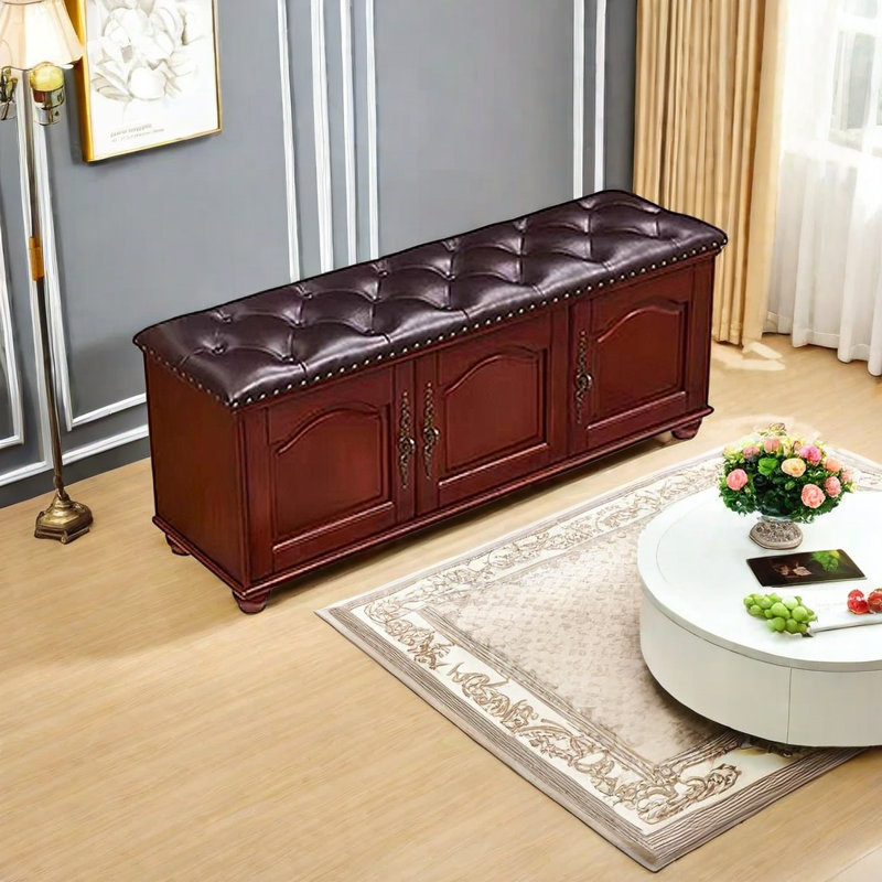 Retro Simple Shoe Stool 11 Pair Shoe Storage Bench, Brown/Dark Brown