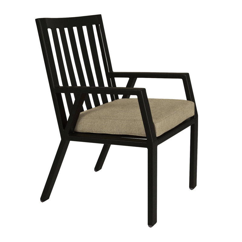Aris Outdoor Dining Armchair, Carbon Black, Flagship Stone Sunbrella®