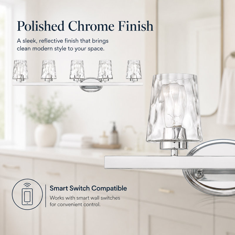 Saratoga 6 - Light Bathroom Steel Dimmable Vanity Light, Chrome
