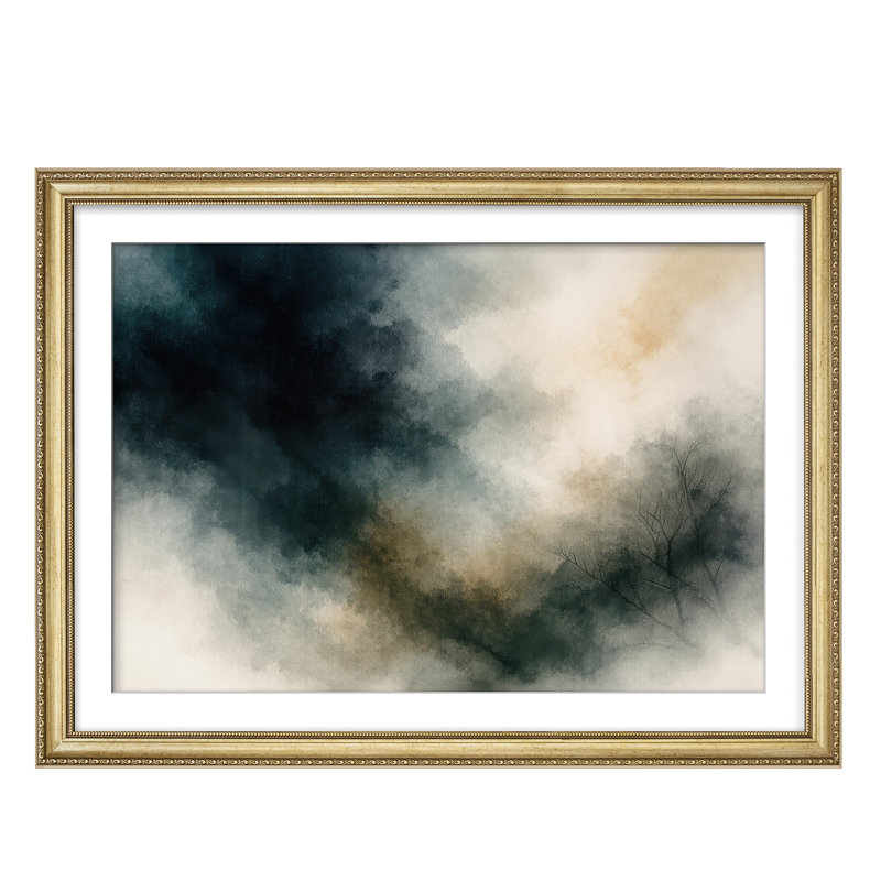 Art mural encadré sombre 26 "x 36", Reproduction encadrée avec passe-partout, H 26 po x l 36 po
