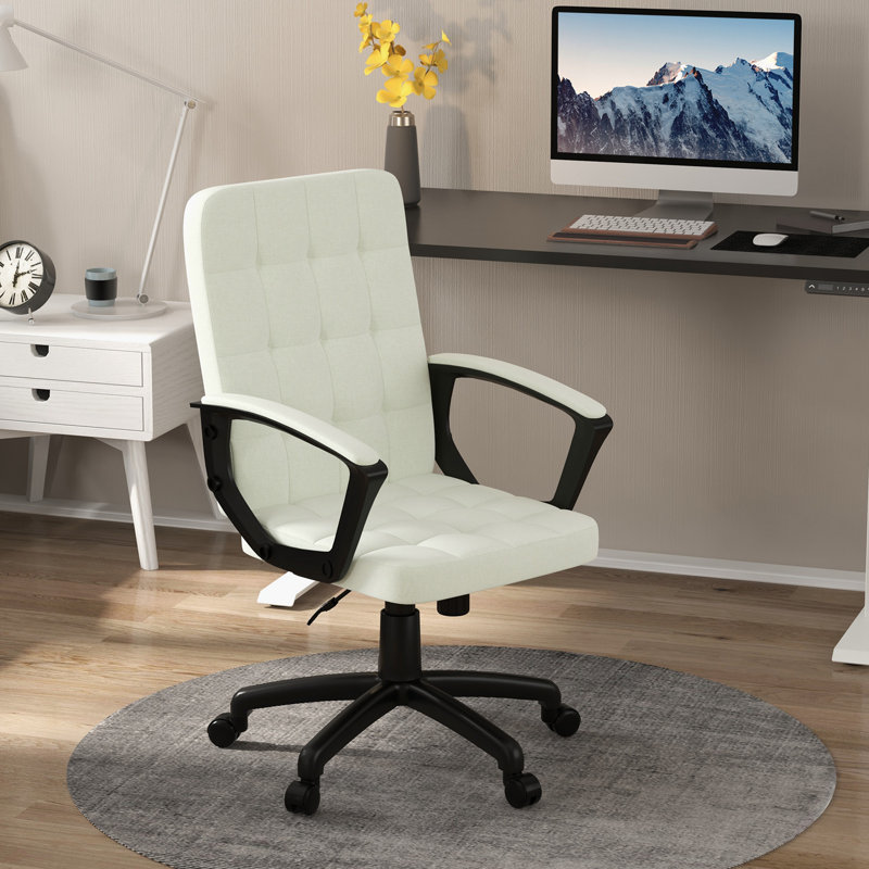 Chaise de bureau en lin Majeris, Beige