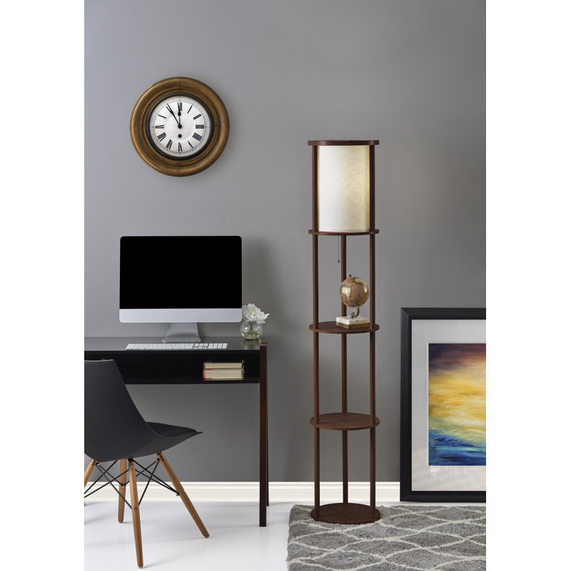 Lampe sur pied colonne 63 "Abeale, Noyer