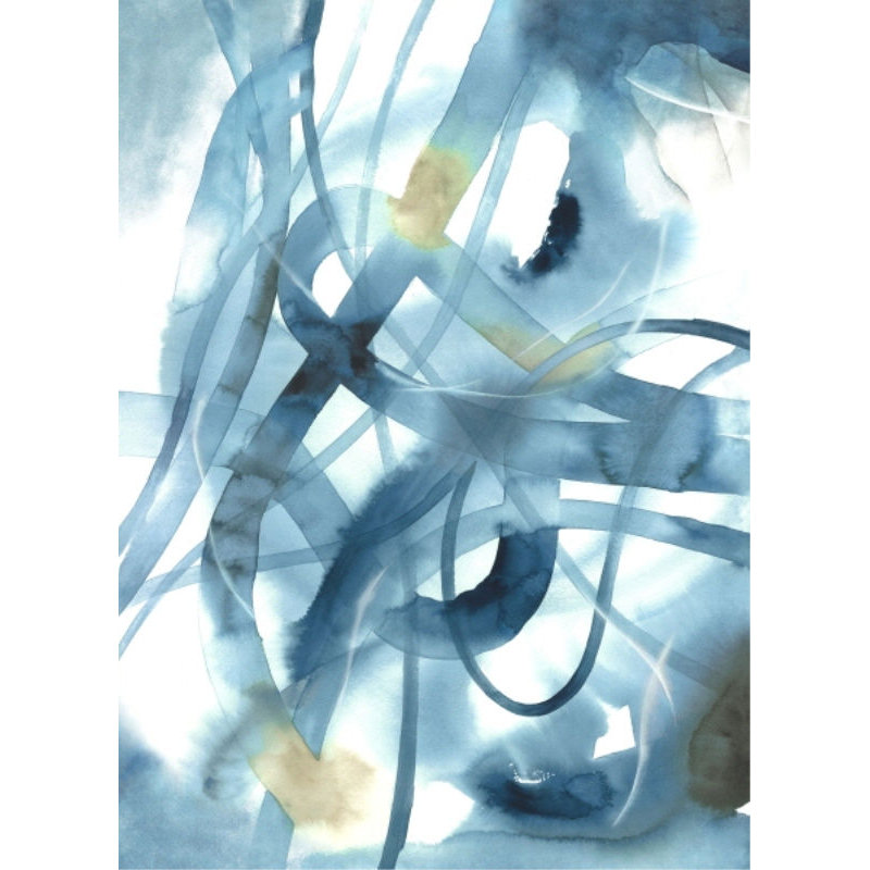 Blue Ribbons I Painting by Janice Sadler, 40" H x 30" W, Glass Coat