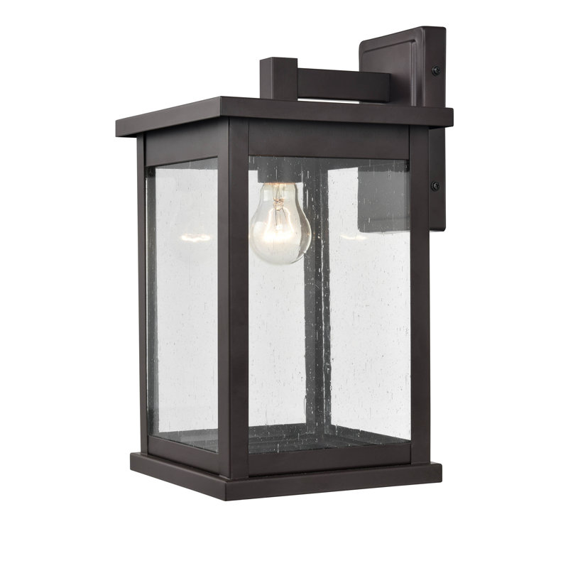 Daren Seeded Glass Tall Outdoor Wall Lantern, Bronze, 15.25" H x 8.5" W x 8.5" D
