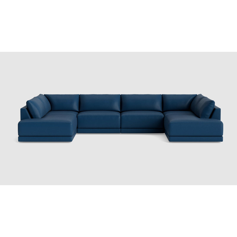 Eva Sectional, Leather - Deep Blue