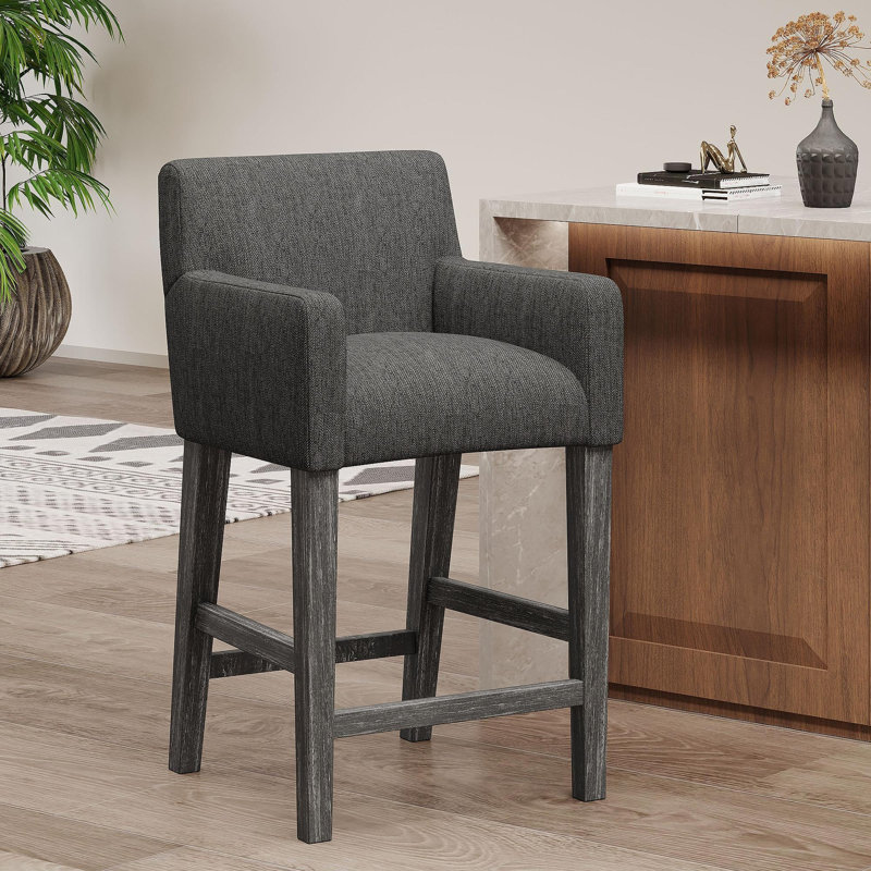 Tabouret de comptoir rembourré 26 po - gris anthracite / gris, 1, Gris anthracite