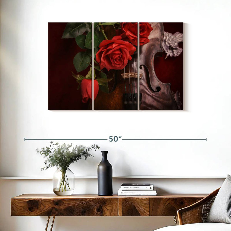 Abarca Roses And Violin, 24" H x 38" W