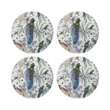 Audubon Exotica Green Persimmon Vegan Leather Round Coasters