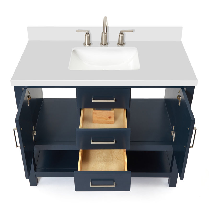 Ensemble de meuble-lavabo simple 43 po Abby, Bleu minuit