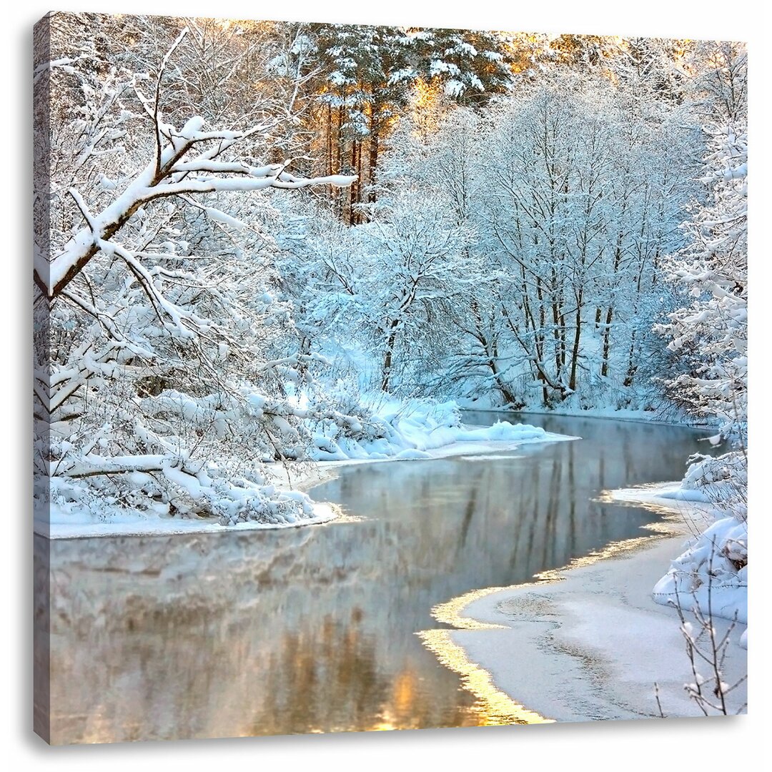 Atemberaubende Winterlandschaft Fotokunstdruck auf Leinwand