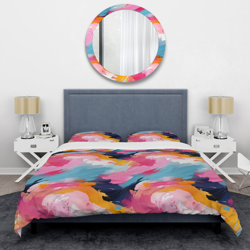 Ensemble de housse de couette Colorful Paint Swirl Bliss I, Housse de couette simple + 1 taie décorative stan