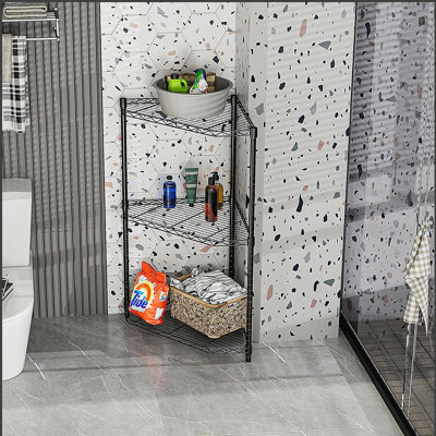 6 Tier Shelf Corner Wire Shelf Rack Pentagonal Shelves Adjustable Metal Heavy Duty Free Standing Corner Storage Display Chrome Rack for Bathroom, Living Room, Kitchen