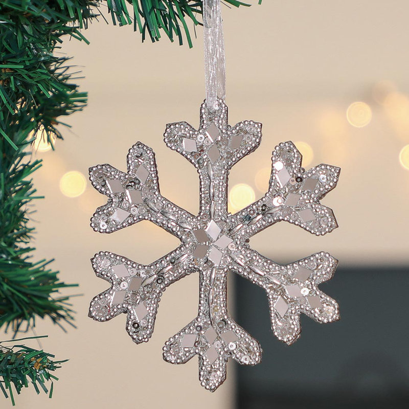 12.5cm Handmade Wood Holiday Shaped Ornament, Silver